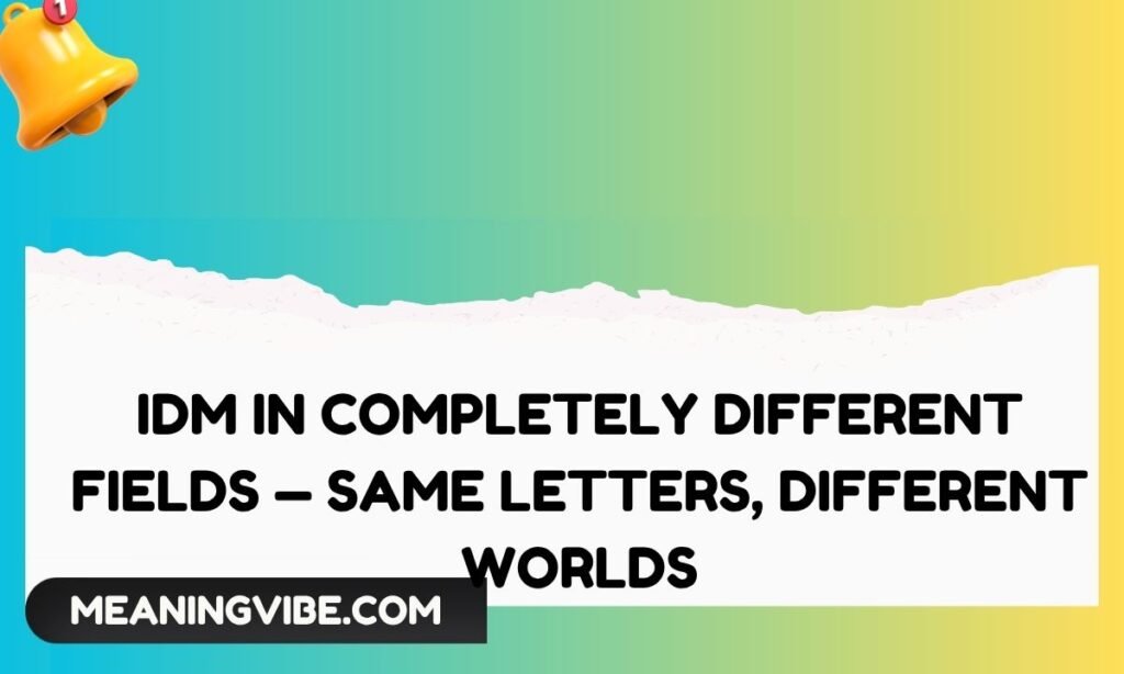 IDM in Completely Different Fields — Same Letters, Different Worlds