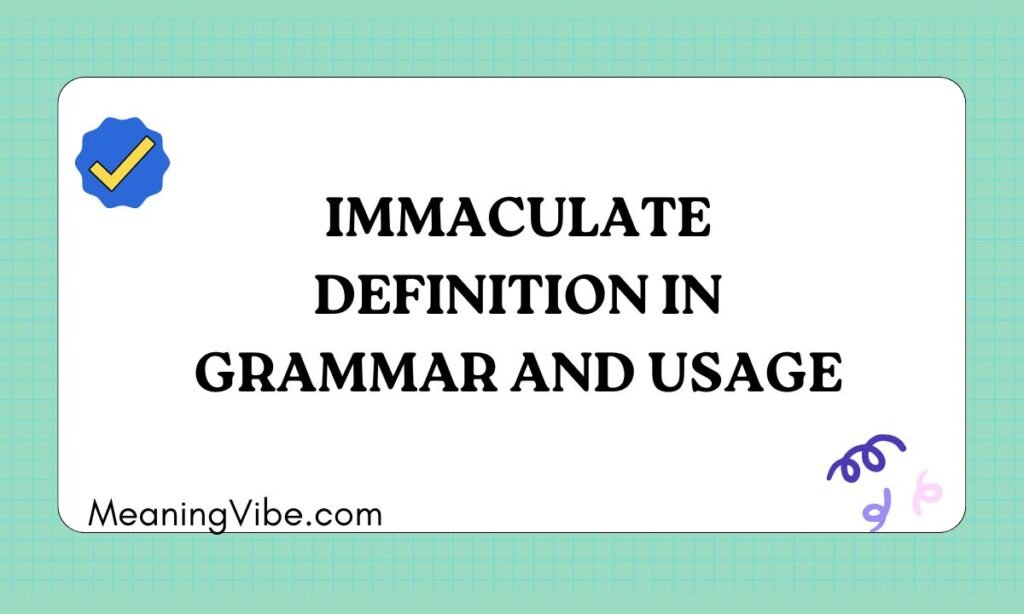 Immaculate Definition in Grammar and Usage
