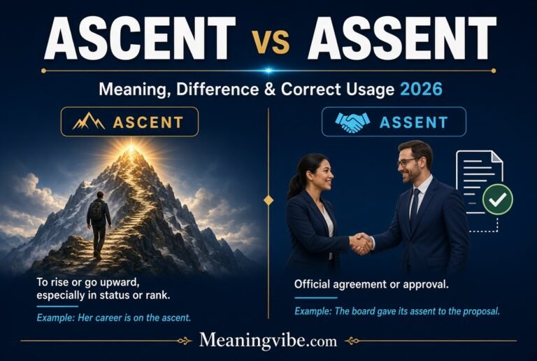 Ascent vs Assent: Meaning, Difference, Examples and Correct Usage 2026