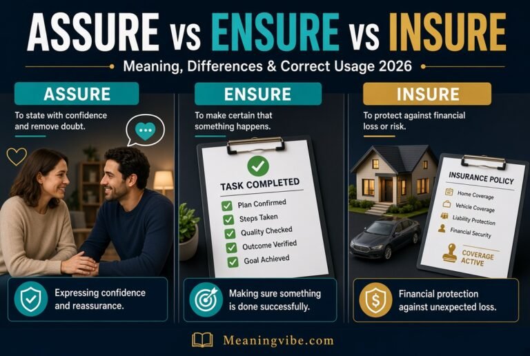 Assure vs Ensure vs Insure: Meaning, Difference, Examples and Correct Usage 2026