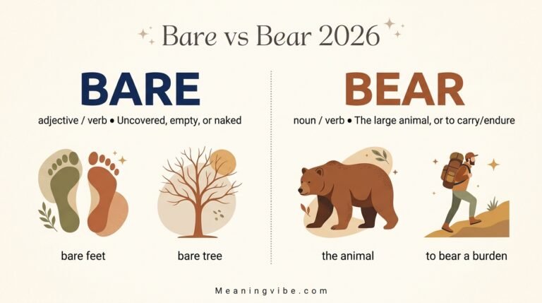 Bare vs Bear: Meaning, Difference, Examples and Correct Usage 2026