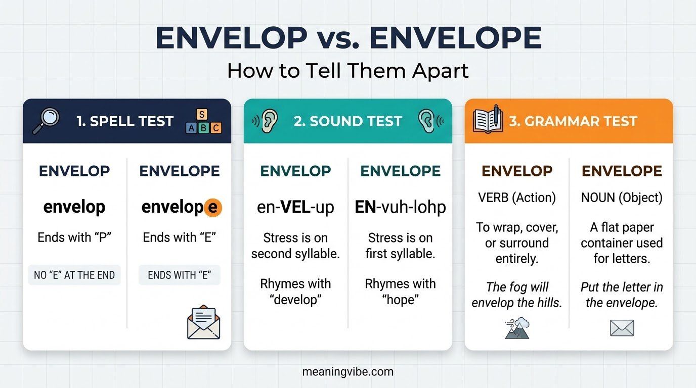 Envelop vs Envelope: The One Letter Difference Between the Action and the Paper