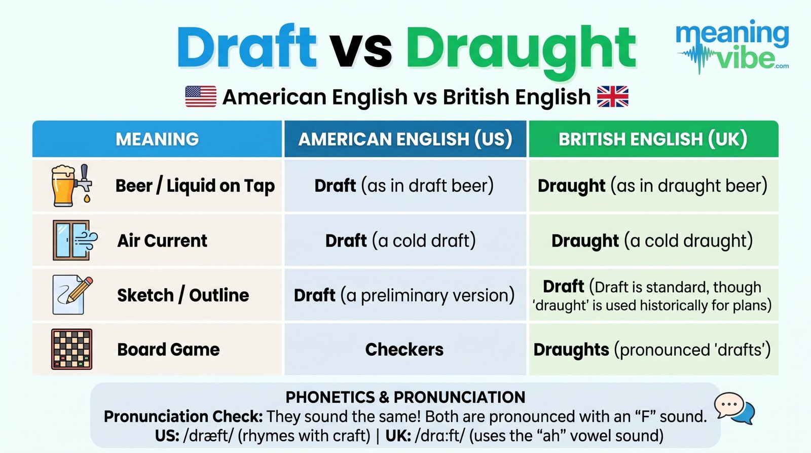 Draft vs Draught